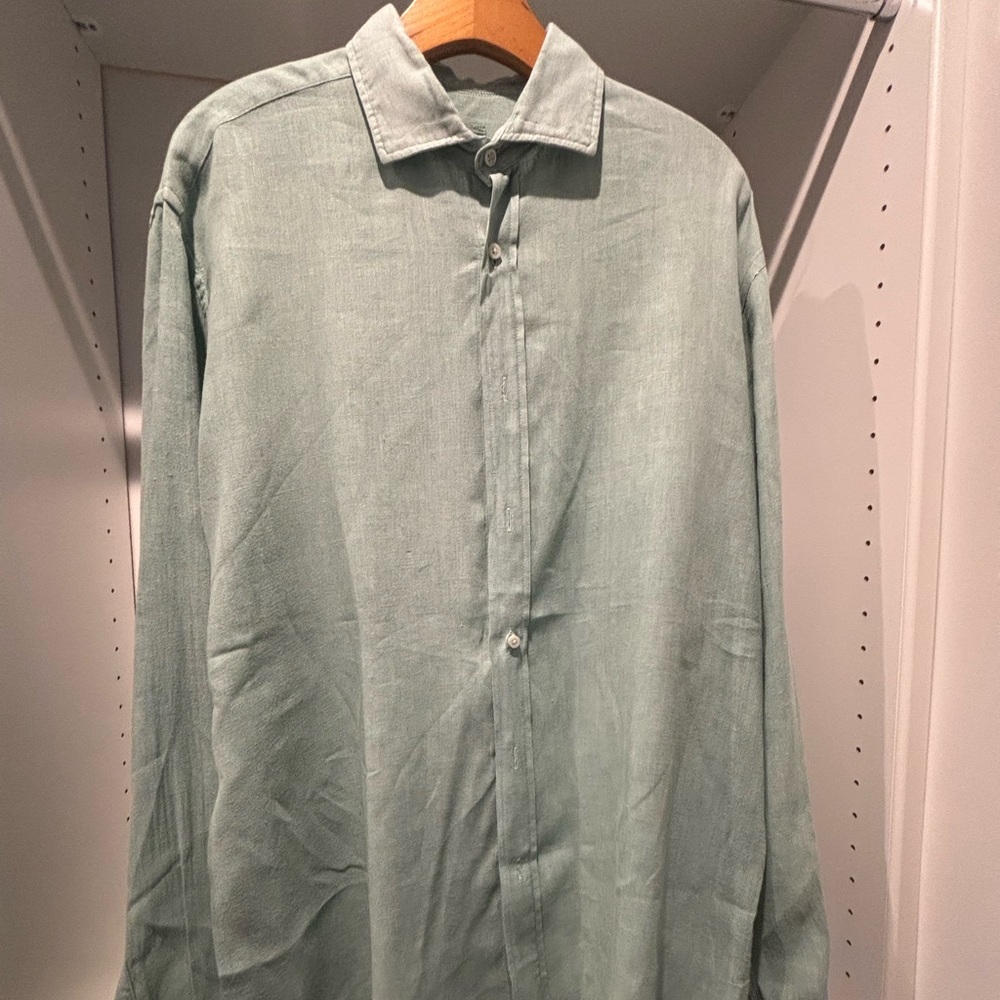 Men's Light Green Linen Shirt